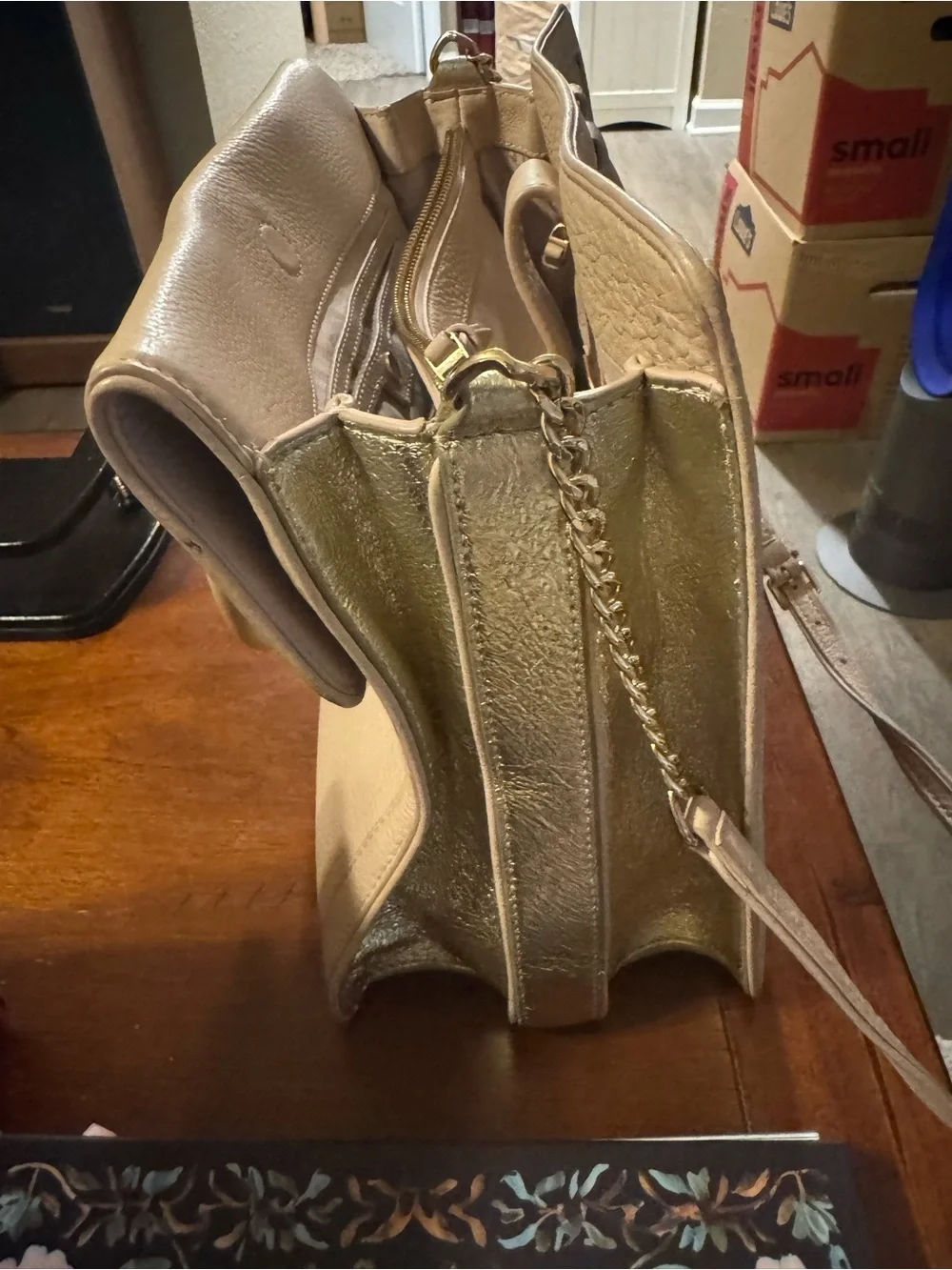 Tory Burch Blush Pink Pebbled Leather Top-Handle Satchel with Gold Accent